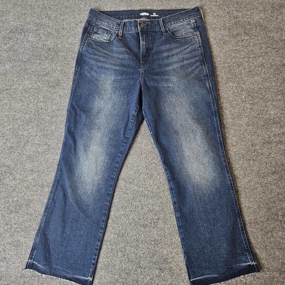 Old Navy Women's Ankle High Rise Flare Jeans Size 12 Blue Secret Slim Pockets‎